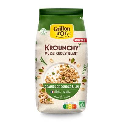 Grillon Or Krounchy Muesli Croustillant Graine de Courge et Lin Bio, 500g