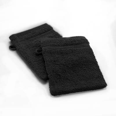 Douceur D Interieur Gants de toilette noir, 2 gants