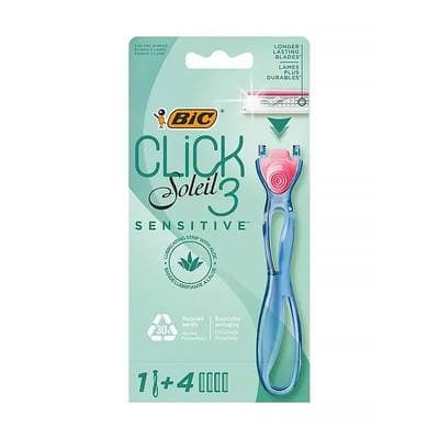 Bic Rasoir système clic 3 sensitive avec recharges, 1 manche + 4 lames