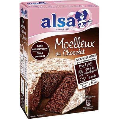 Alsa Préparation gâteau moelleux chocolat, 435g