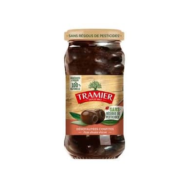 Tramier Olives Noires Confites Dénoyautées Zéro Résidus de Pesticides, 250g
