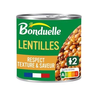 Bonduelle Lentilles Cuites Vapeur dans très peu de jus en conserve, 310g