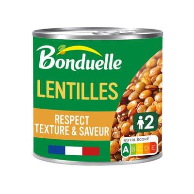 Bonduelle Lentilles Cuites Vapeur dans très peu de jus en conserve, 310g