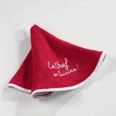 3574387906691 - Douceur D Interieur - Essuie-main rond CUISTOT ROUGE