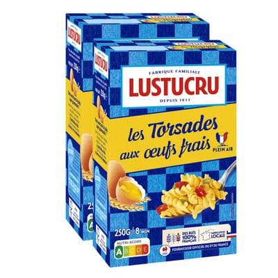 Lustucru Pâtes Torsades aux Oeufs Frais, Lot de 3x250g