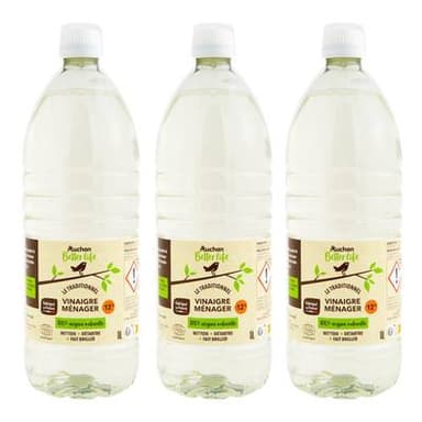 Auchan Better Life Vinaigre ménager naturel 12, Lot de 3x1L