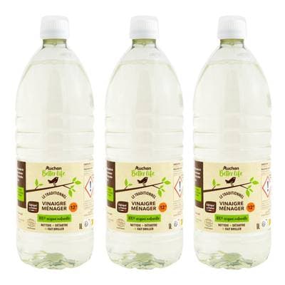 Auchan Better Life Vinaigre ménager naturel 12, Lot de 3x1L