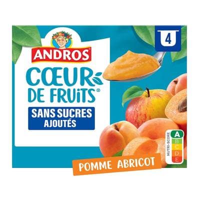 Andros Pomme abricot sans sucre ajoutés, 4x97g