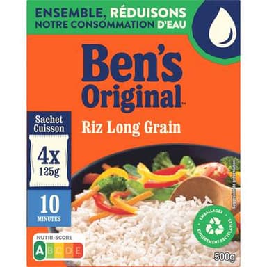 Ben's Original Riz Long Grain 10 minutes Sachet Cuisson, 4x125g