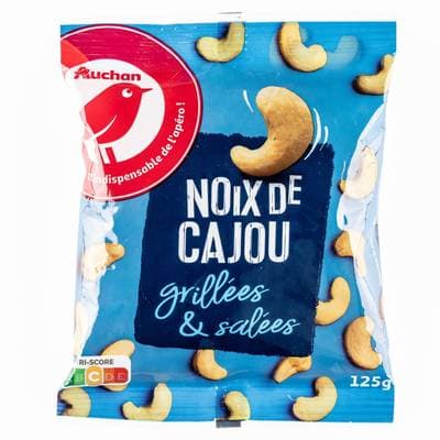 Auchan Noix de cajou grillées et salées, 125g