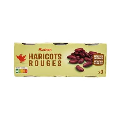 Auchan Haricots rouges, 3x125g