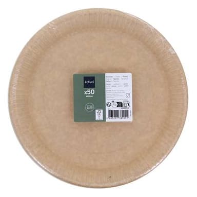 ACTUEL Assiettes kraft 23 cm, 50 assiettes