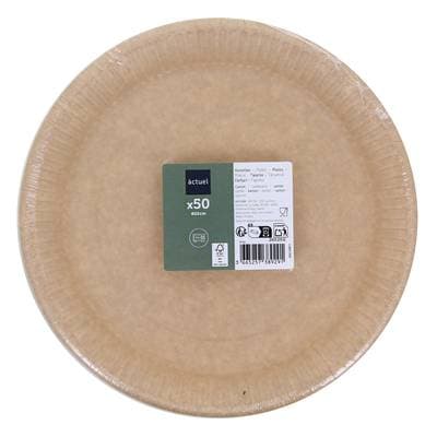 ACTUEL Assiettes kraft 23 cm, 50 assiettes