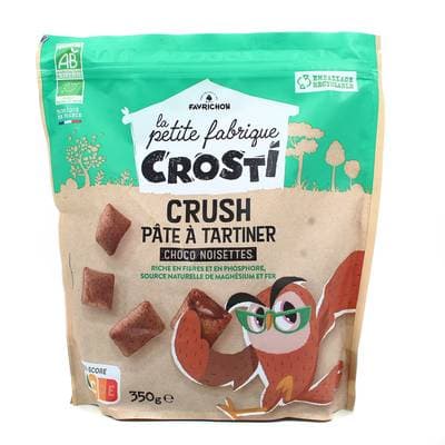 Favrichon Crosti crush Céréales choco fourrés noisettes bio, 350g