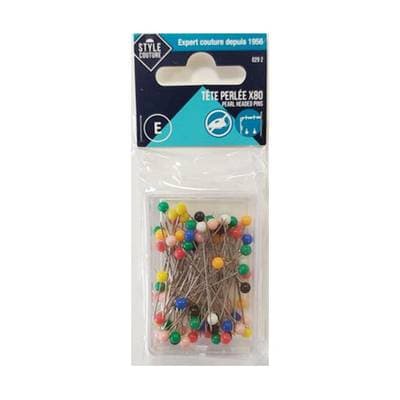 Style couture Epingle tête perlés de couleurs, 80 pièces