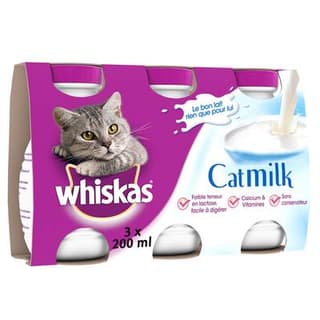 Whiskas Catmilk - Lait en bouteille pour chat adulte et chaton, 3x20cl