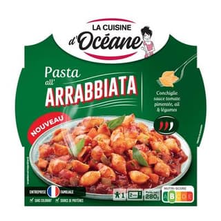 La Cuisine d'Océane Pasta all' arrabbiata - Conchiglie Sauce Tomate Pimentée, Ail & Légumes, 280g