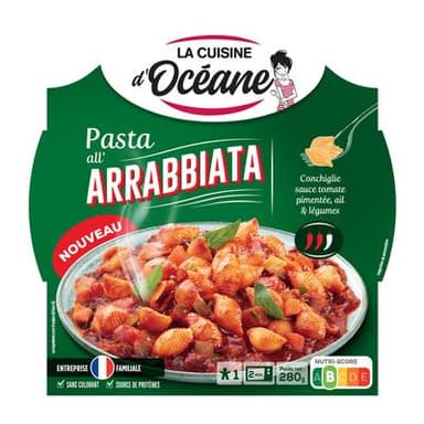 La Cuisine d'Océane Pasta all' arrabbiata - Conchiglie Sauce Tomate Pimentée, Ail & Légumes, 280g
