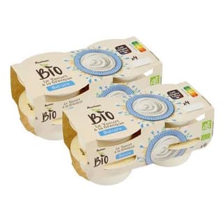 Auchan BIO Yaourt à la grecque nature bio, Lot de 2 - 4x125g