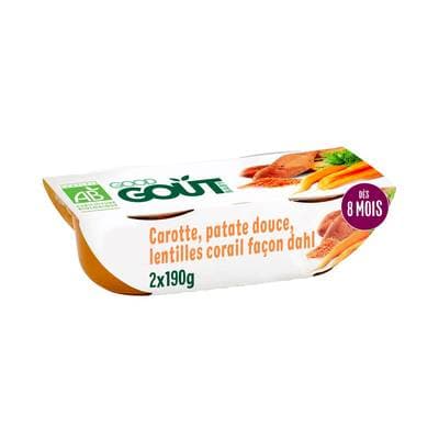 Good Goût Carotte patate douce lentilles corail façon dahl Bio Bol Bébé dès 8 mois, 2x190g
