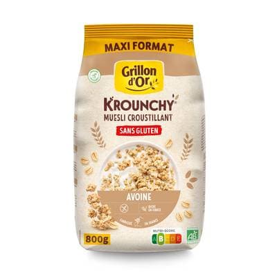 Grillon Or Krounchy Muesli Croustillant Avoine sans Gluten Bio, 800g