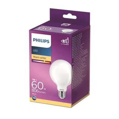 Philips Ampoule E27-7W LED Globe Dépolie Blanc Chaud, E27  60W