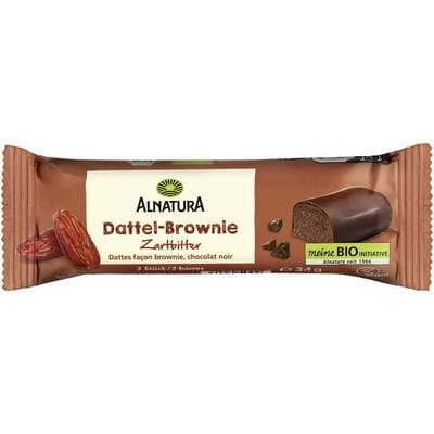 Alnatura Barre Dattes Façon Brownie, Chocolat noir Bio, 34g