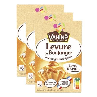 Vahine Levure de boulanger, Lot de 3x27,6g