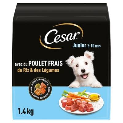 César Croquettes Poulet Frais Riz & Légumes pour Chiot, 1,4kg