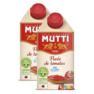 Mutti Purée de Tomates - Zéro Résidu de Pesticides, Lot de 2x500g