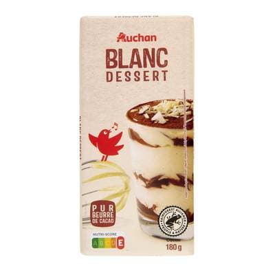 Auchan Tablette de chocolat dessert blanc, 180g