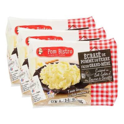 Pom Bistro Ecrasé de Pomme de Terre Façon Grand Mère, Lot de 3x450g