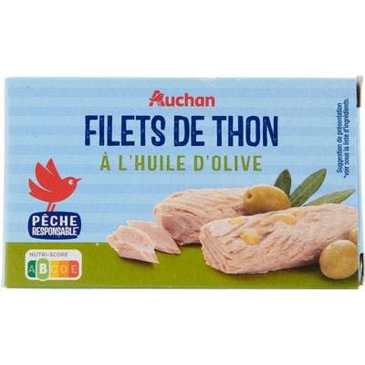 Auchan Filets de thon à l'huile d'Olive, 115g