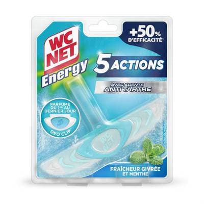 WC net Bloc WC Anti-Tartre 5 Actions Fraîcheur Givrée & Menthe Energy