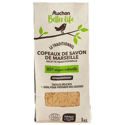 Auchan Better Life Copeaux de savon de Marseille Ecocert, 1Kg