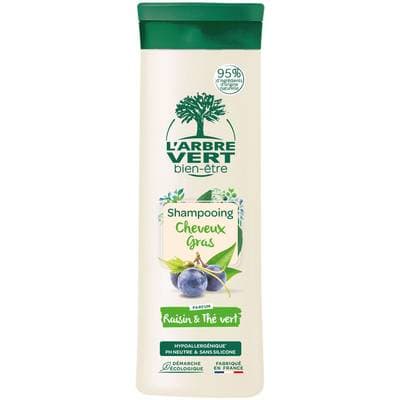 L'Arbre Vert Bien-Etre Shampooing détox aux extraits de raisin et de thé vert pour cheveux gras, 250ml