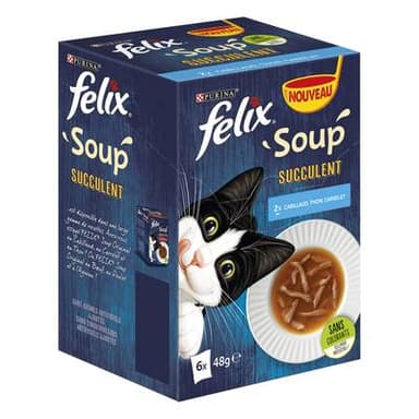 Purina - Félix Sachets Soupe Succulent Poisson pour chat, 6x48g