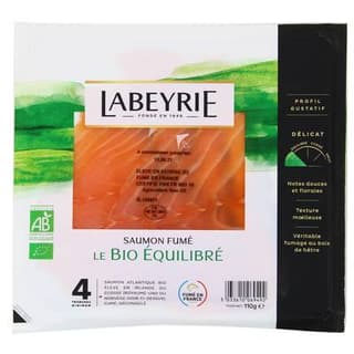 Labeyrie Saumon Fumé Le Bio Equilibré, 4 tranches - 110g