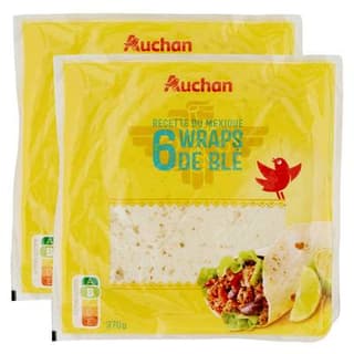 Auchan 6 Wraps de blé, Lot de 2x370g