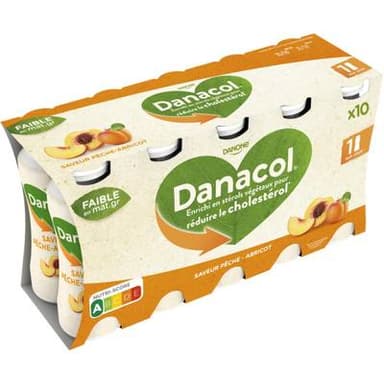 Danacol Yaourt à boire pêche abricot, 10x100g