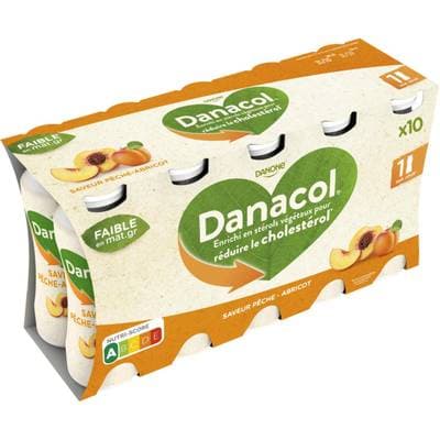 Danacol Yaourt à boire pêche abricot, 10x100g