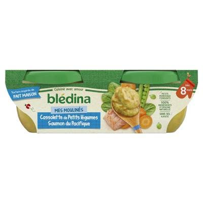 Blédina - Mes Moulinés Cassolette de Petits Légumes Saumon du Pacifique Bol Bébé Dès 8 mois, 2x200g
