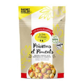 Le Brin d'Olivier Olives vertes dénoyautées farcies poivrons piments manzanilla, 730g