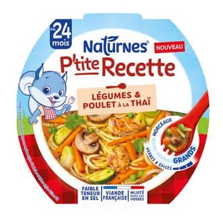 Naturnes® - P'tite Recette Légumes et Poulet à la Thaï Assiette bébé dès 24 mois, 250g
