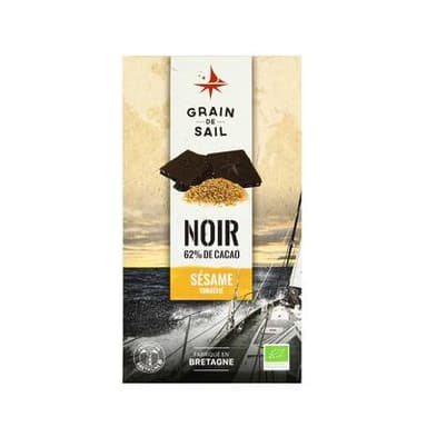 Grain de Sail Tablette Chocolat Noir Sésame bio, 100g