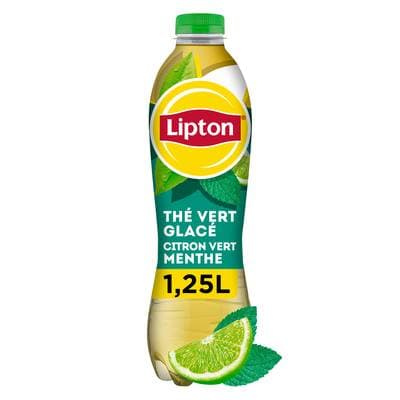 Lipton Thé vert glacé saveur citron vert et menthe, 1,25L