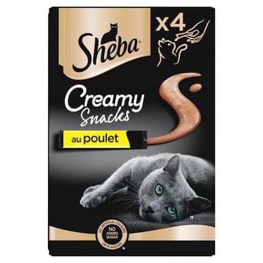 Sheba - Creamy Snacks Snack Poulet Friandise pour chat adulte, 4x12g