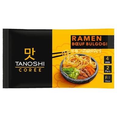 Tanoshi - Corée Ramen Nouilles Coréennes Bulgogi Saveur Boeuf, 366g