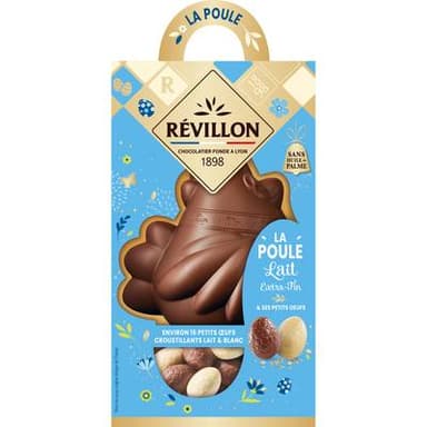 Revillon Moulage Poule Chocolat au Lait et ses Petits Oeufs, 250g