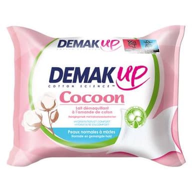 Demak Up Lingettes douceur coton peaux normales à mixtes, 25 lingettes